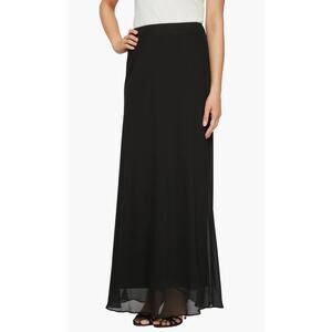 Alex Evenings Black Chiffon Maxi Skirt Sheer Overlay Formal Size 2X